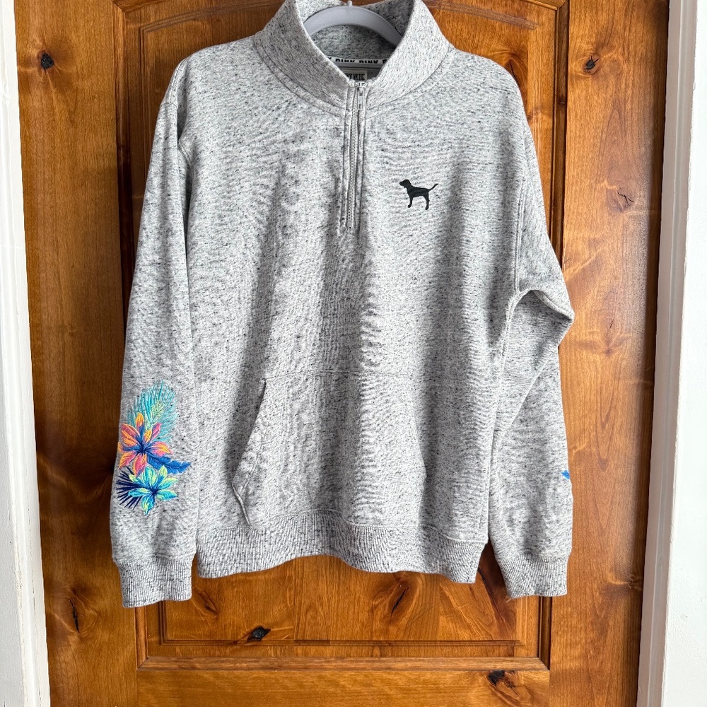 Pink Victoria Secret Campus Quarter Zip Pullover.